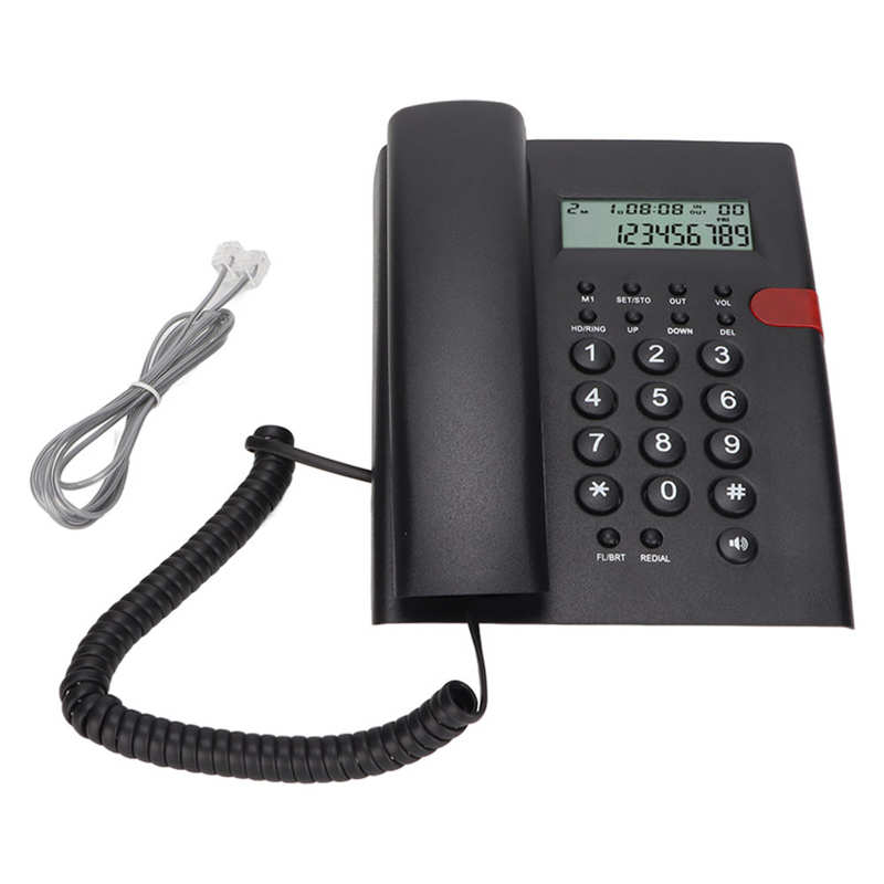 Home Landline Phone Desktop Corded Fixed Phone with Caller ID Display Hands Free Calling Wired Phones for Home Office Hotel: black