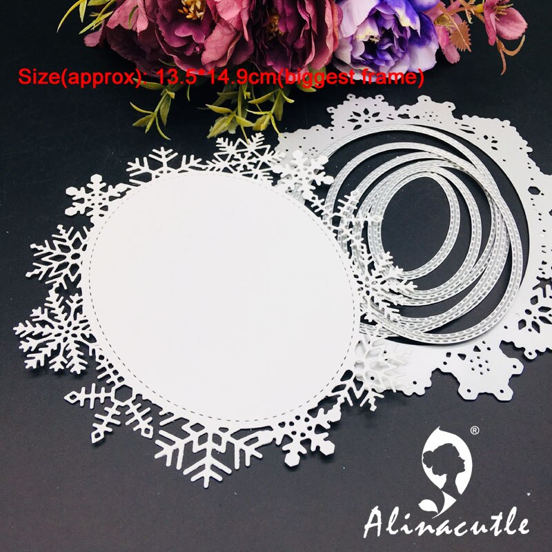 Metal Cutting die Cut nesting Oval snowflake frame Scrapbooking Paper Craft Handmade Card Album Punch Art Cutter Alinacutle Die