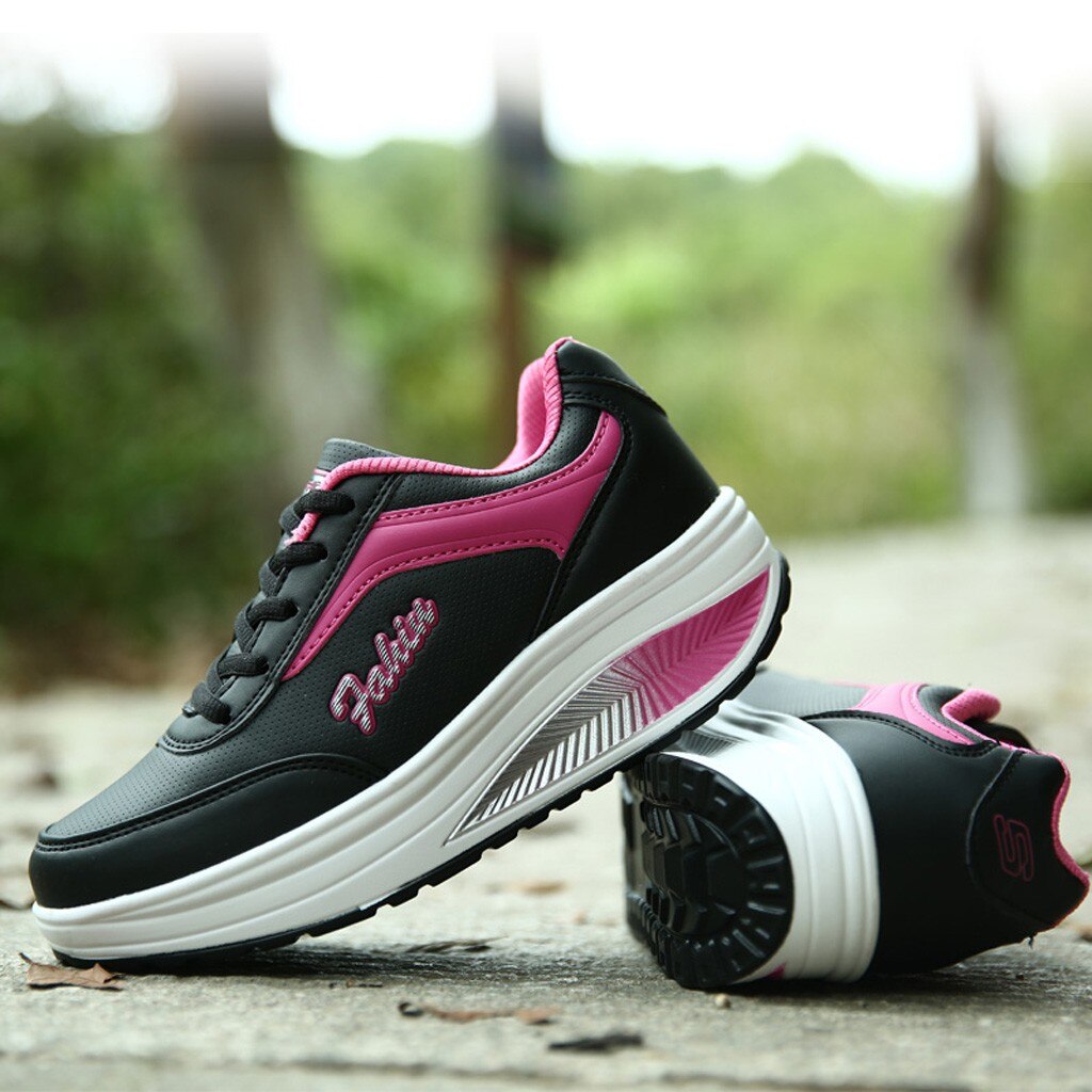 Naiset keinuvat kengät nahka vedenpitävä alusta urheilukengät nainen kiilalenkkarit korkeus kasvavat keinukengät zapatos de mujer