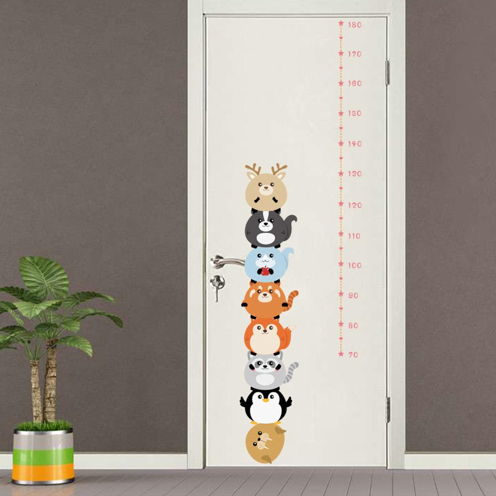 Cute Cartoon Animals Height Measure Stickers Self-adhesive Kids Room Decal Baby Growth Chart Mural Removable Vinyl Gauge Ruler: 3042