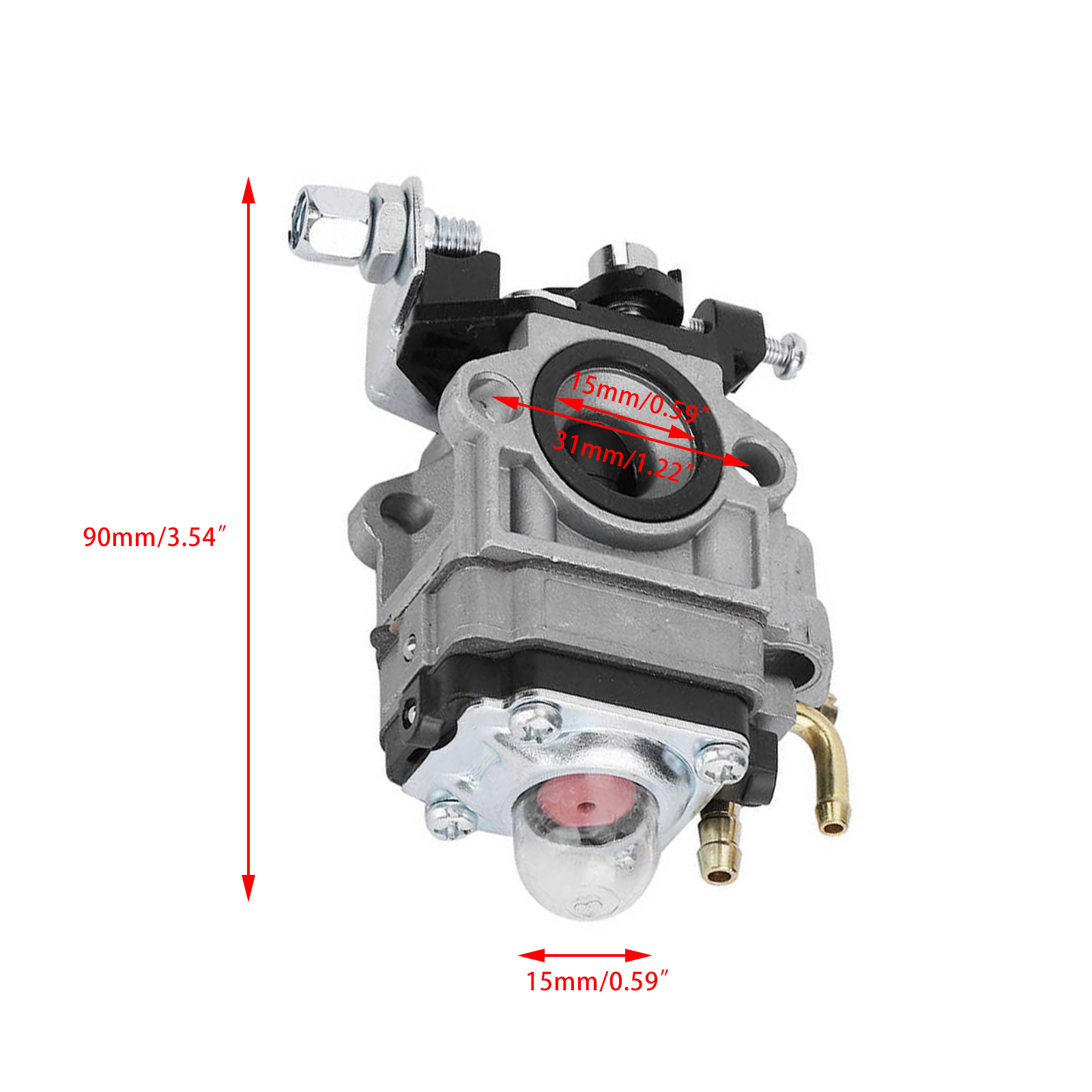 15Mm Carburateur Carb Voor Grasmaaier Gras Trimmer Onderdelen 43cc 49cc 52cc Strimmer Cutter Chainsaw Carb Carburateur Kit: Default Title