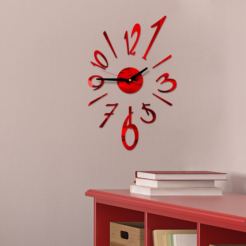 DIY Sweet Colorful Frameless Smart home Art Wall Clock 3D Mirror Surface Sticker Home Office Decor Clocks