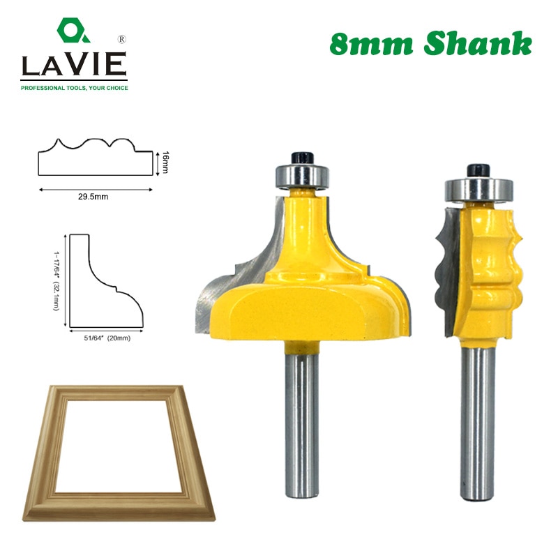 LAVIE 8mm Shank Picture Frame Router Bits Tenon Tungsten Carbide Line Bit Woodworking Milling Cutter for Wood MC02188