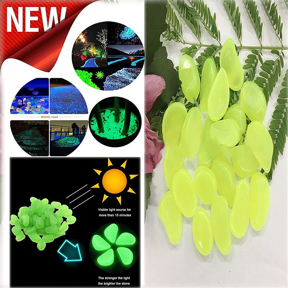 100Pcs Decorative Stones Glow in The Dark Rocks, Decorations for Walkways, Gardens, Driveways or Houseplants Glow Rocks