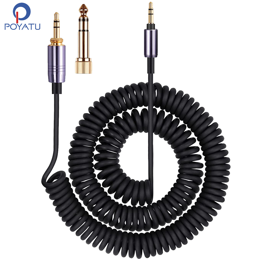 Poyatu ATH-M50xBT Cable en espiral de alivio de resorte para Audio-Technica ATH-M50xBT2 M50xBT ATH-SR50BT Cables para auriculares Cable