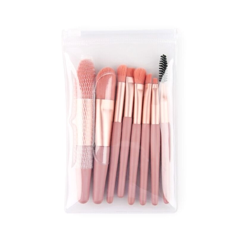 brochas maquillaje set 8 piezas kit de brocha de maquillaje de viaje de pelo sintético suave rosa cosmético multifunción herramientas brochas de maquillaje