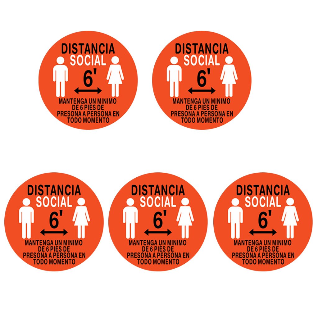 5 Pack Social Distancing Floor Decals Safety Floor Sign Marker 6 Foot Distance: D