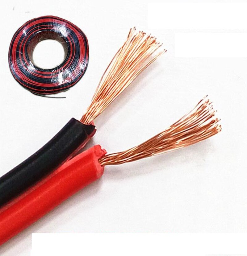 Red black Copper Wire 2X1 LED Strip Monitor Power Cable Speaker parallel Wire 10M