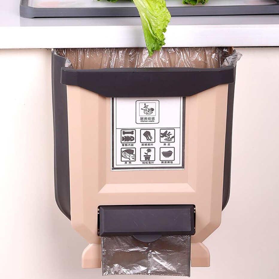 Cubo de basura plegable para cocina, cesta de almacenamiento para basura, porta bolsa de basura, cubo de basura de coche
