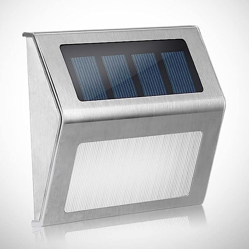 1/6/12 Pack Led Solar Outdoor Stainless Steel Step Lights, Fence Lights, Stainless Steel Wall Lights, Courtyard Deck Lights, Suitable for Terraces, Steps, Walkway, Fences: WHITE