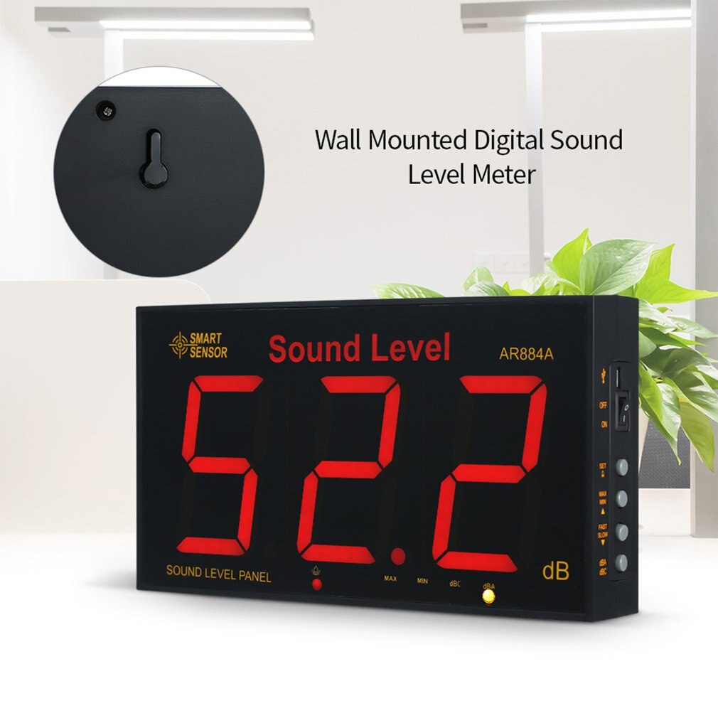 AR884A-medidor de nivel de sonido Digital, dispositivo inteligente montado en la pared con pantalla LCD grande