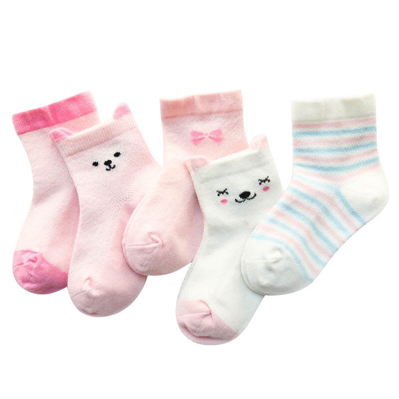 5 Paar/set Baby Sokken Meisje Jongen Mesh Anti-Slip Kinderen Cartoon Katoen Beenwarmers Kids Pasgeboren Baby Sokken Neonato
