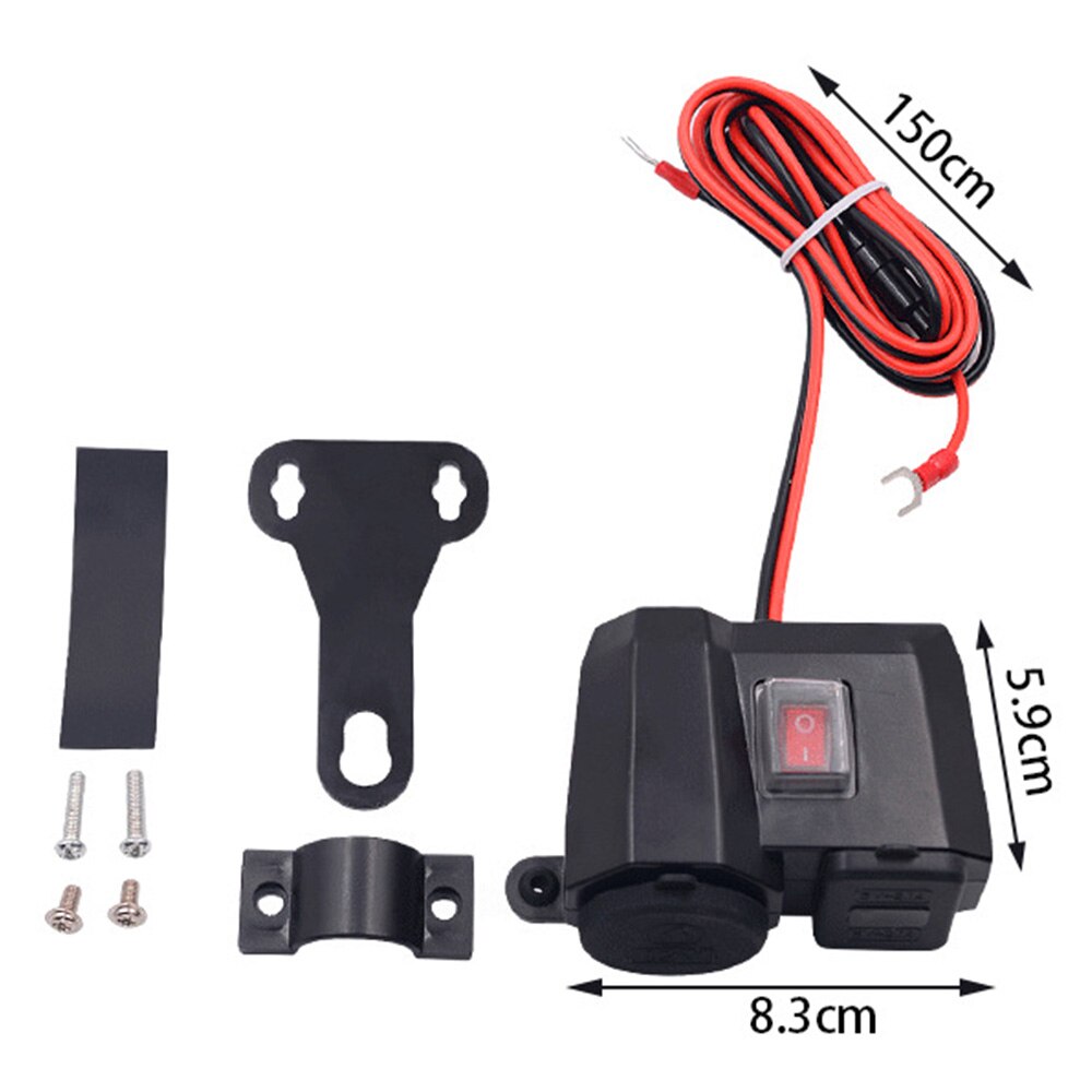 Moottoripyörän usb-laturi 12v/24v puhelimen laturin pistoke kaksois-usb motolaturi led volttimittari vedenpitävä