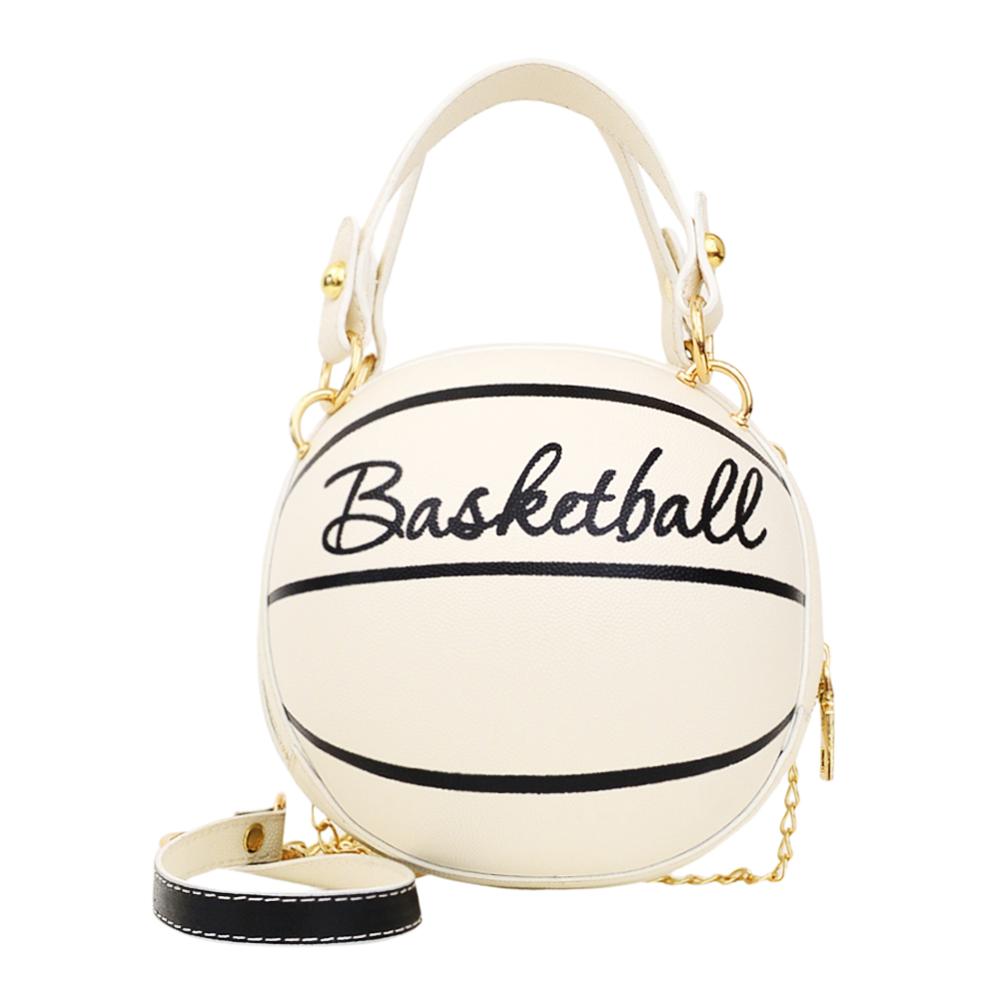 Personality Basketball Purses For Teenagers Women Shoulder Bags Chain Hand Bags Female Leather Pink Bag Small Totes: Basketball white