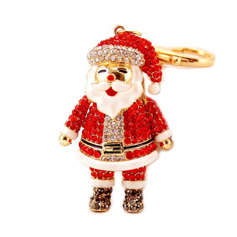 Rhinestones crystal jul santa claus nøglering nøglering kvinder taske pung legetøj  q22d: Default Title