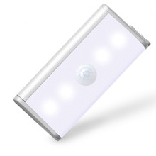 Genopladelig pir bevægelsessensor trådløs led natlys lampe 4 leds skabslys til gangsti magnetstrip vægbelysning