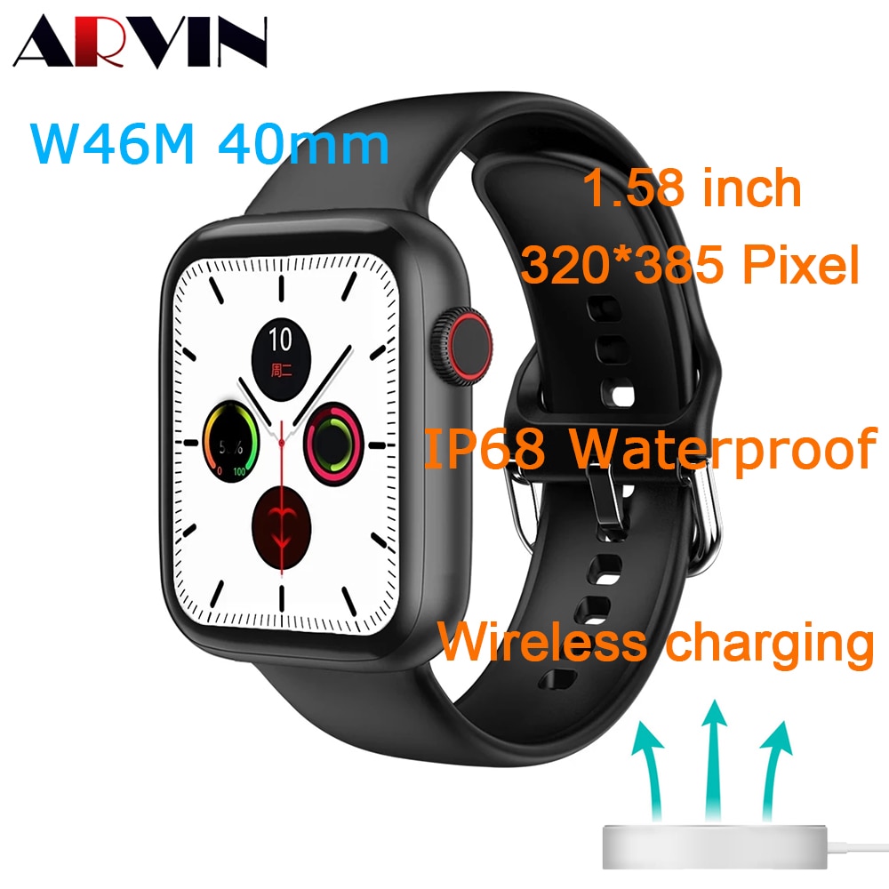 IWO 12 W46M Wasserdicht 1,58 inch Drahtlose Ladegerät Smartwatch Frauen Männer Sport Fitness Herz Rate Tracker Smart Uhr für Android