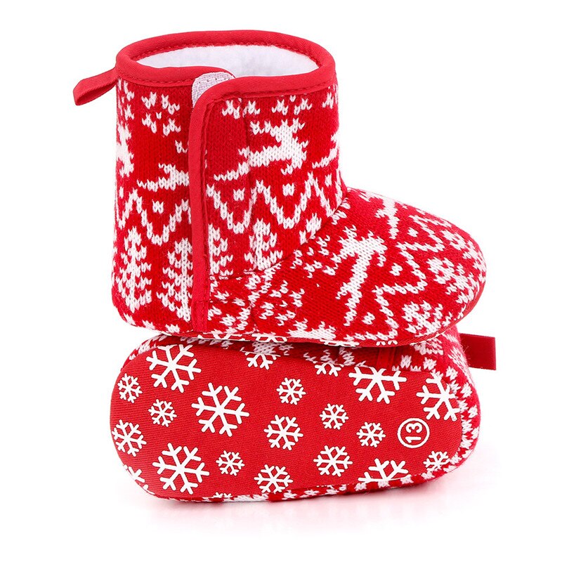 Baby Weihnachten Stiefel SchöNe Schneeflocke Santa Winter Warme Hausschuhe Anti-Unterhose Kleinkind Neugeborenen Booties Vlies Häkeln betroffen