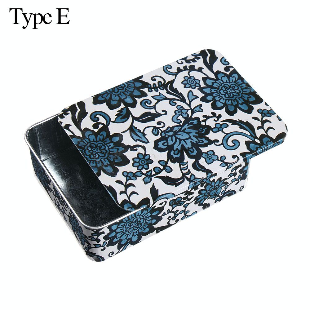 Metal Rectangular Empty Mini Iron Box Portable Containers Small Storage Push-Pull Organizer Candy Pill Cases Cosmetic Tin Boxes: type E