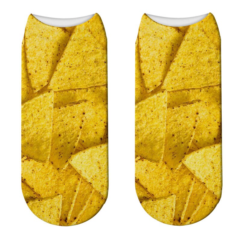 nourriture frites imprimer 3D chaussettes femmes Kawaii drôle pop-corn chaussettes courtes Licorne enfants filles mignon pommes de terre Chips Calcetines chaussette: 3