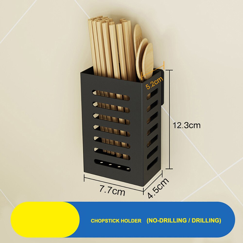 Wall-Mount Spice Racks stainless Kitchen Organizer Storage Shelves Spoon Hanger Hook Kitchen Gadgets Accessories Supplies: Single-Cup Chopstick