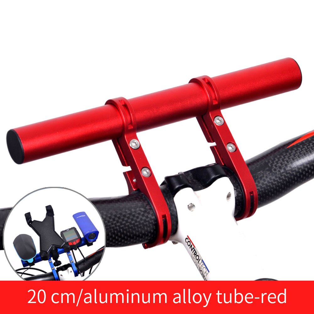 20CM Bike Handlebar Extender MTB Bicycle Bracket Bike Stem Tube Extension For Speedometer Headlight Phone Rack Light Lamp Holder: Double-Red