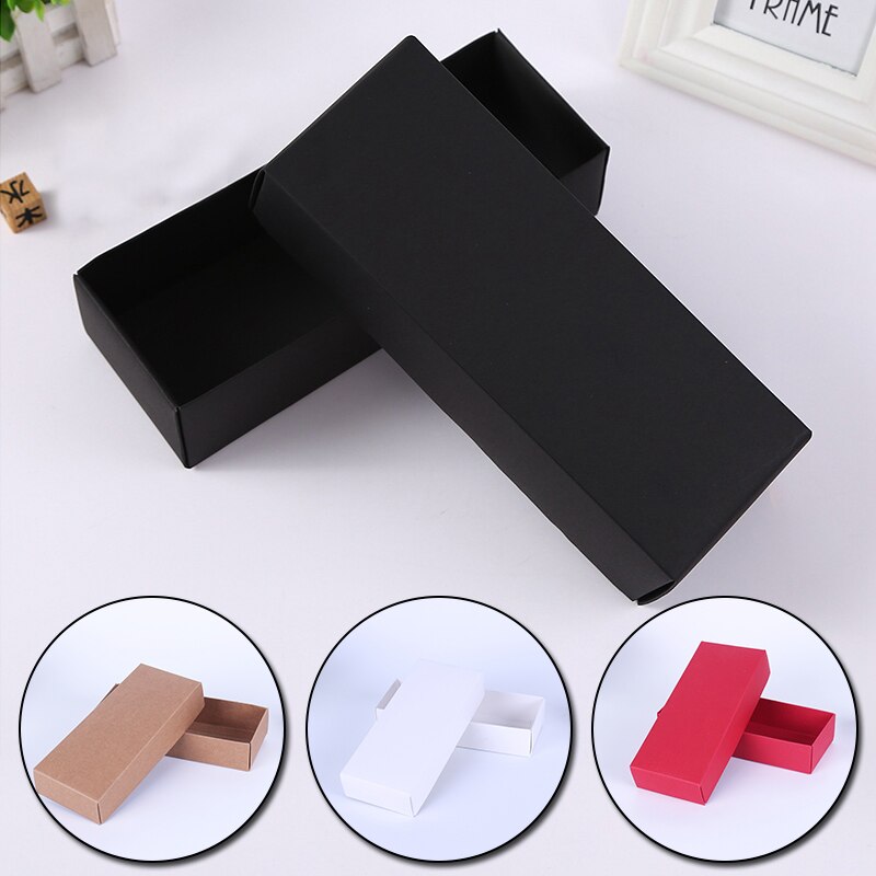Packing Box With Lid Black White Card Kraft Paper Box Solid Color Folding Box For Valentine'S Day Birthday Party Wedding