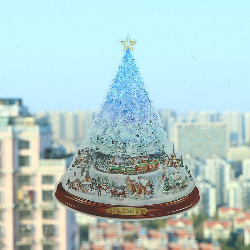 Crystal Christmas Tree Wall Stickers Self Adhesive Glass Window PVC Decorations 1 Pcs