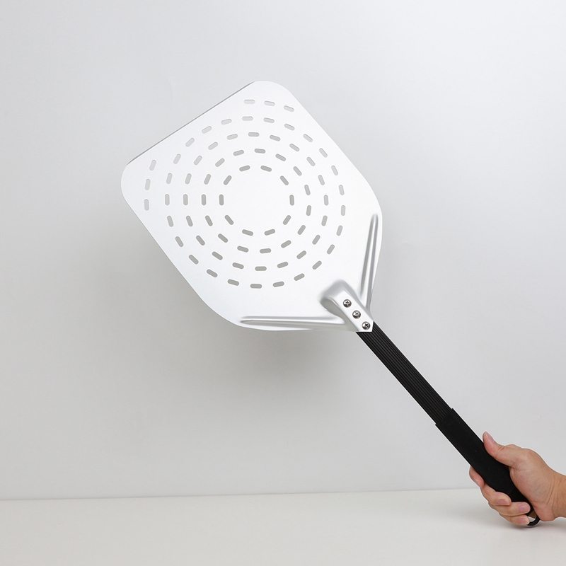 Practical 12 Inch Anodized Aluminum Pizza Paddle Perforated Pizza Peel Pizza Shovel for Baking Homemade Pizzas