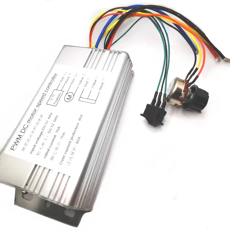 Contrôleur de vitesse de moteur haute puissance 4000W 12V-60V DC 70A, commande PWM réversible, interrupteur avant et arrière