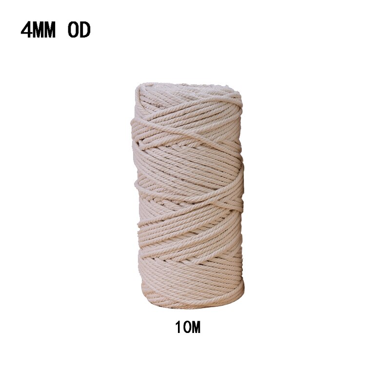 3mm 4mm 5mm 6mm Macrame Rope Twisted String Cotton Cord For Handmade Natural Beige Rope DIY Home Wedding Accessories: 4mmx10m