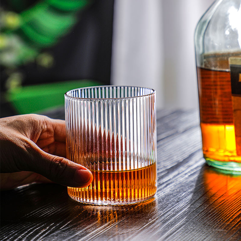 Japansk glass kopp juice drikke kaffekopp vertikalt mønster gjennomsiktig whiskyglass håndlaget