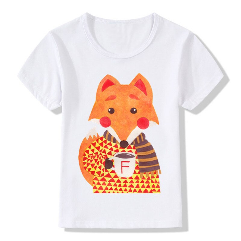 Kinderen Winter Fox Print Grappige T-shirts Zomer Jongens En Meisjes Kleding Kids Novelty Tops Baby Tee Shirt,ooo2071: whiteA / 7T