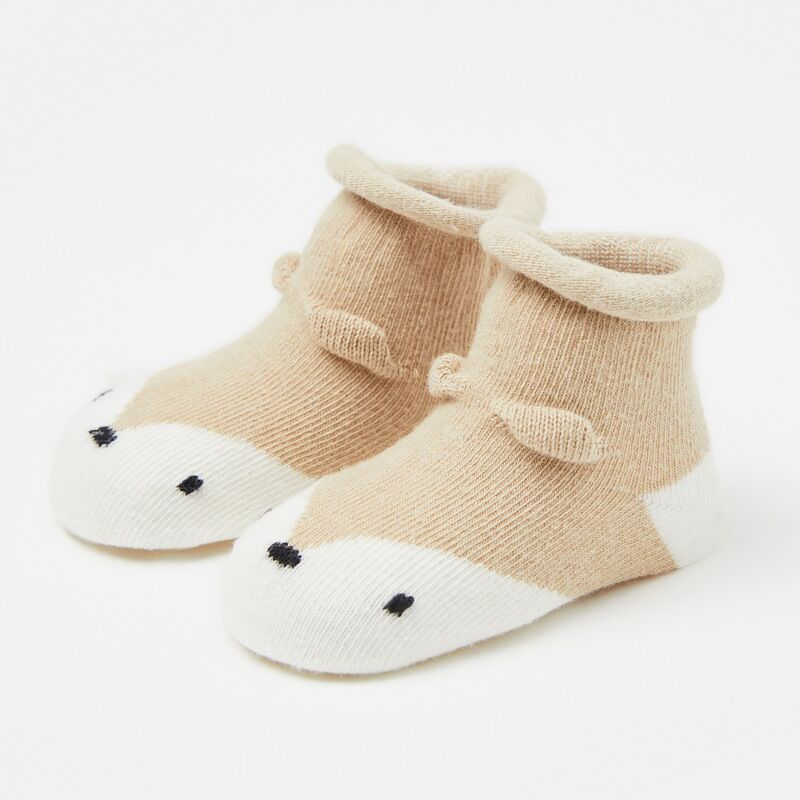 1 Paar Baby Sokken Mooie Kinderen Sokken Leuke Cartoon Dieren Anti-Slip Gebreide Warme Sokken Baby Peuter Baby Jongens meisjes Sokken: Khaki