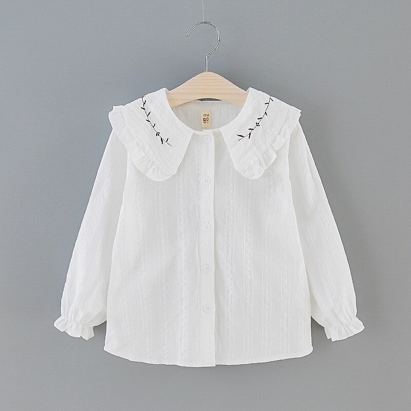 White Spring Autumn Kids Baby Girls Clothes Cotton Tops Child Girls Solid Print Shirts Clothing youth Casual Clothing