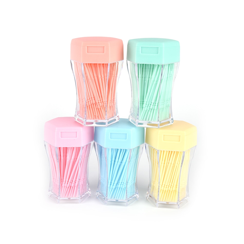 200 Stks/pak Plastic Rager Tandenstoker Met Draagbare Case 2 Manier Oral Dental Tooth Pick Willekeurige Kleur