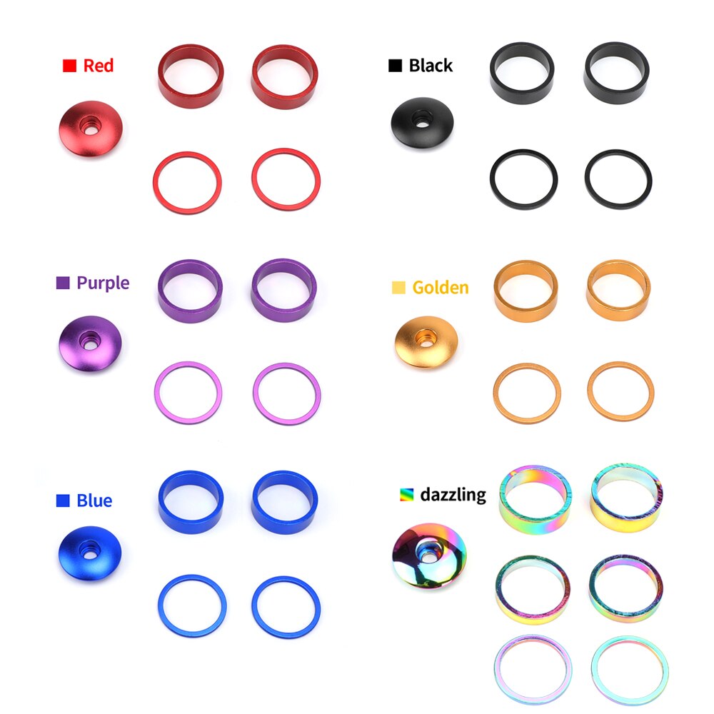 Mtb Fiets Stuurpen Top Cap Headset Spacers Kit Aluminium Vork Ring Spacer 28.6Mm 2Mm 5Mm 10Mm fiets Headset Deksel