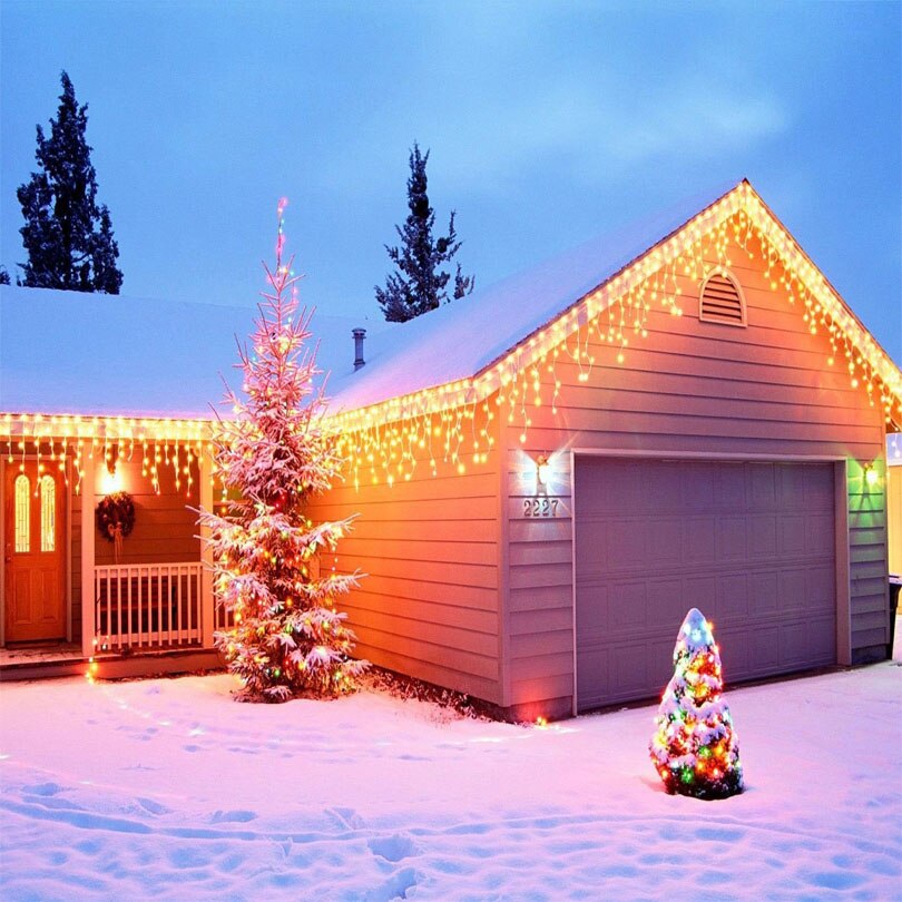 5M Outdoor Kerst Licht Gordijn Ijspegel String Light Droop 0.4-0.6M Garland Gordijn Lamp Decoratie Voor thuis Venster