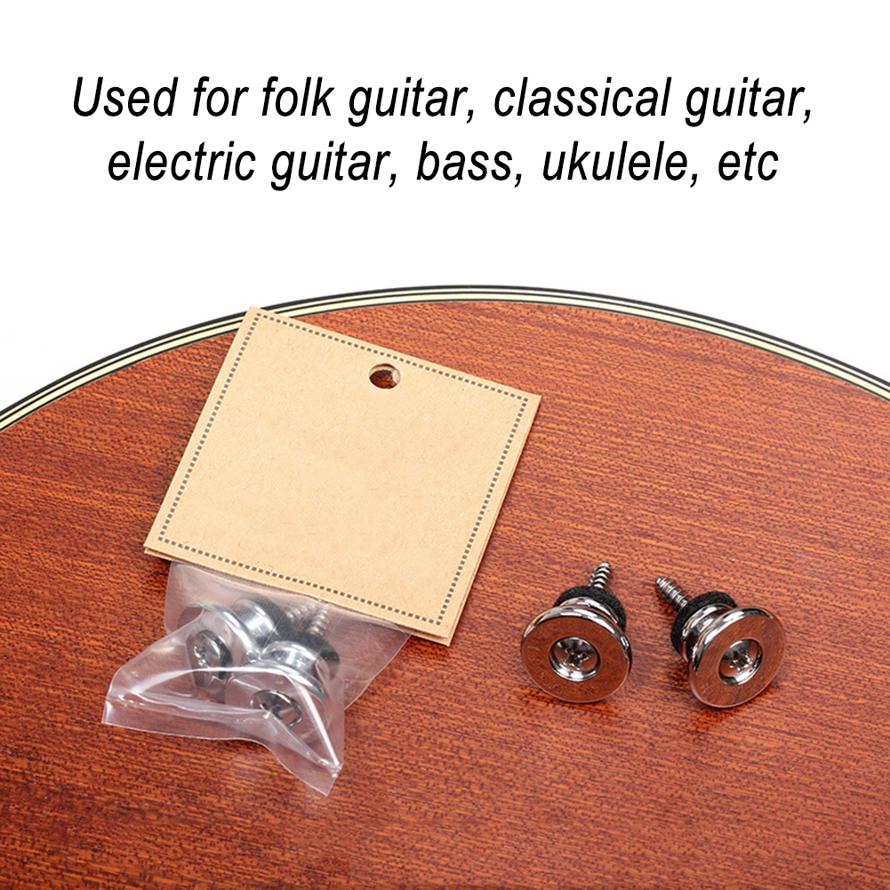 2 Stuks Gitaarband Sloten Zilver Zwart Bas Knop Gesp Gitaar Gitaar Onderdelen Ukelele Vervangen Veelzijdige Compatibiliteit Onderdelen: WHITE