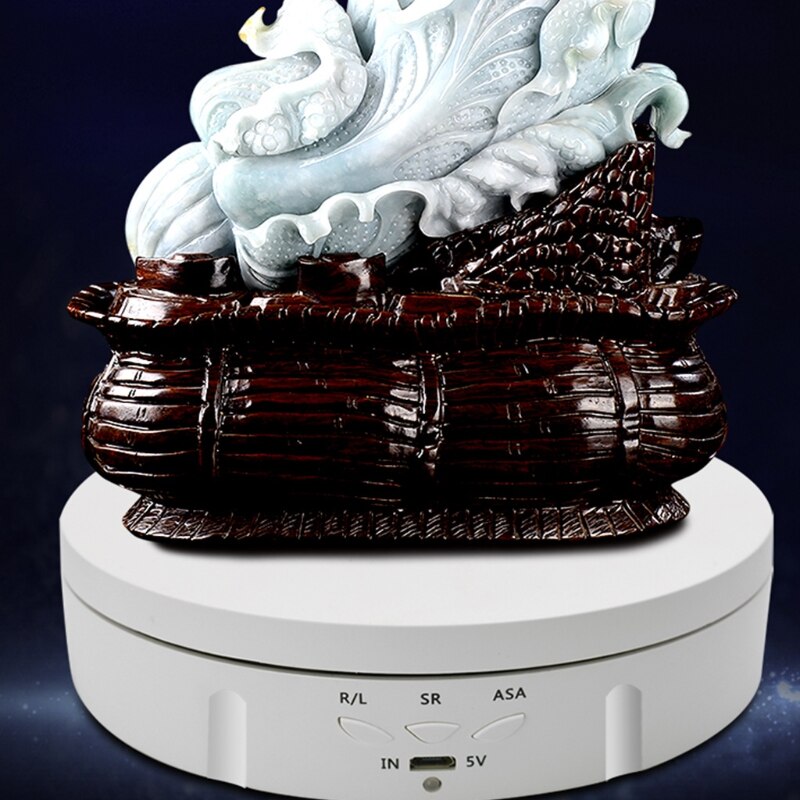 3 Speeds 14.6cm Intelligent Electric Rotating Display Stand Mirror Turntable Jewelry Holder Battery/USB Power