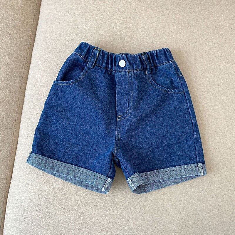 HAYANA-pantalones cortos de mezclilla para niños, pantalón informal, sencillo, verano, 2022: dark blue / 12M