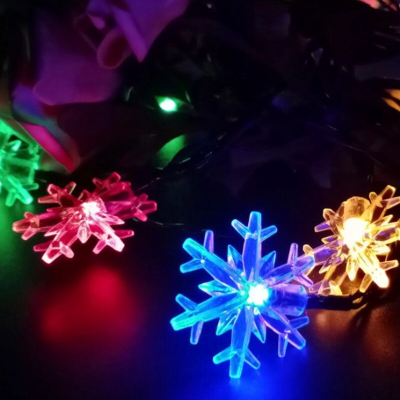 Led snöflinga ljusslingor soldrivna fairy lights julgirland utomhus vattentät trädgård bröllopsdekoration