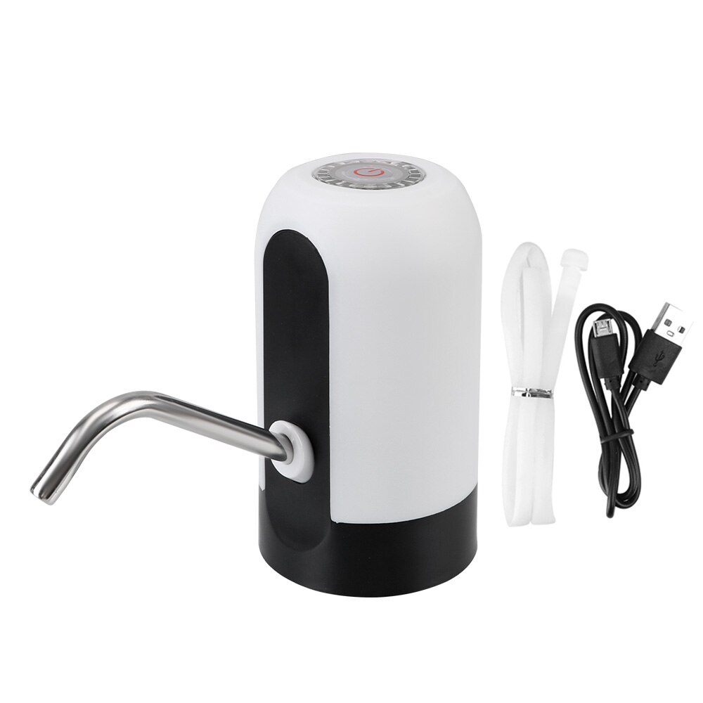 With Blue LED Light USB Rechargeable Automatic Water Dispenser Wireless Electric Water Pump Barreled Water Pumping Device: White