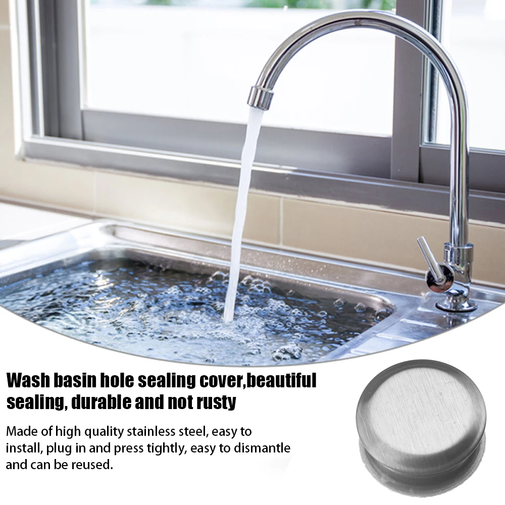 Stainless Steel Sink Plug Faucet Hole Cover Water Stopper Kitchen Drainage Seal Anti-leakage Basin Bathroom Tools 21mm,25mm,27mm