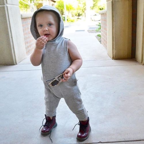 Neugeborenen Baby Jungen Mädchen Zipper Mit Kapuze Ärmellose Baumwolle Romper Overall Overall Kleidung Outfits