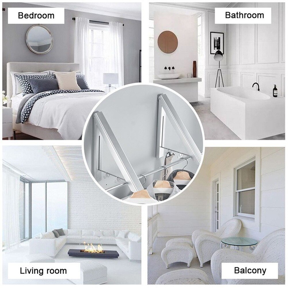 Naścienny składany wieszak na ubrania hotel przenośny spinacze robić prania w łazience chowany niewidoczny szyna na ubrania spinacze robić prania