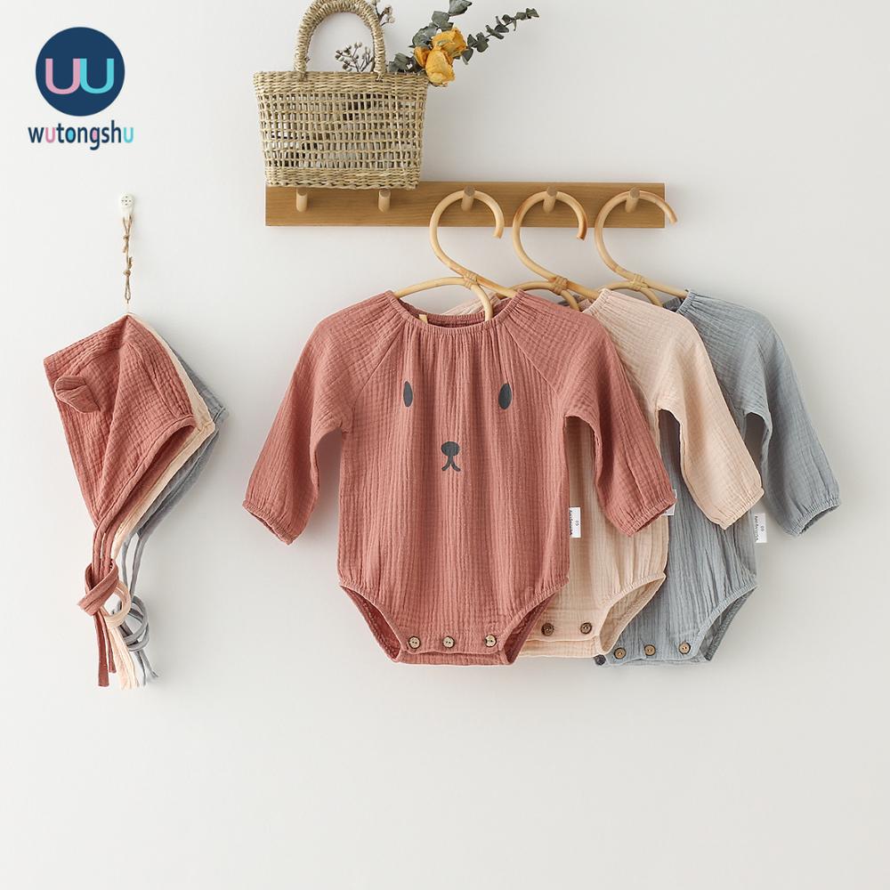 Babypigetøj økologisk bomuld 0-24m heldragter + hat langærmet babytøj spædbørn baby drengetøj babybukser