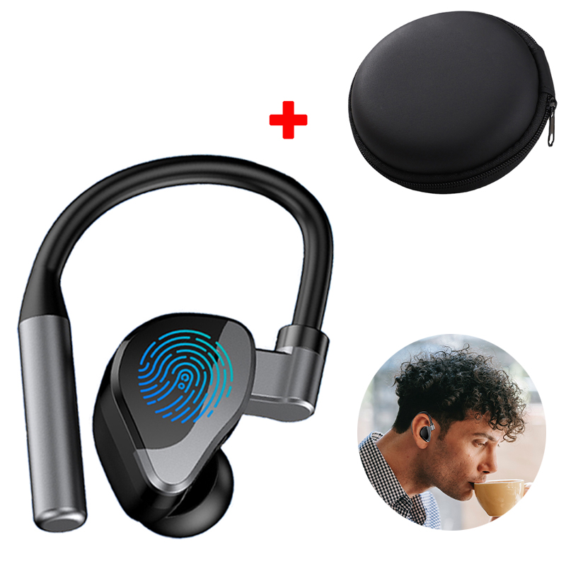 VAORLO-auriculares inalámbricos M-F8, cascos con Bluetooth 5,2, gancho para la oreja, Mini auriculares de negocios, cancelación de ruido de graves HIFI, Auriculares deportivos para juegos: Color vino