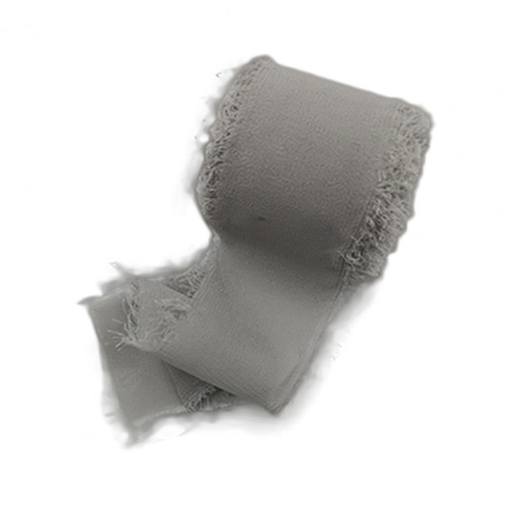 Verzwakte Randen Rimpel Chiffon Zijden Lint Bruiloft Bloem Boeket Wrap Decor Prop Diy Kleding Naaien Stof Diy: Grey