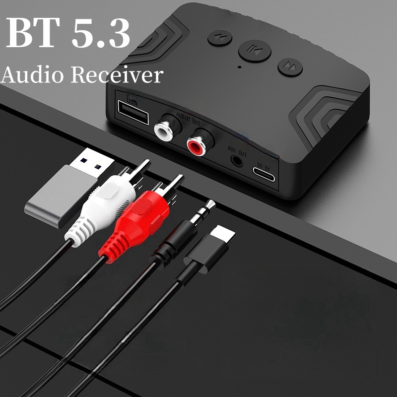 Bluetooth 5.3 Audio Ontvanger Draadloze Audio Adapter Type C Met Aux 3.5Mm Rca Optische Jack Ondersteuning U-Disk Voor Tv Pc Speakers Auto